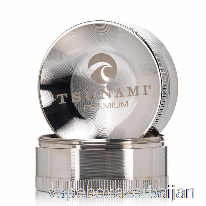 Vape Baku Tsunami 2.4inch 4-Piece Sunken Top Grinder Silver (63mm)